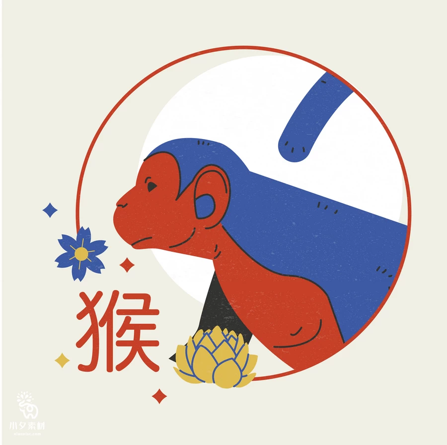 趣味可爱卡通创意中国传统元素十二生肖图案插画AI矢量设计素材【011】